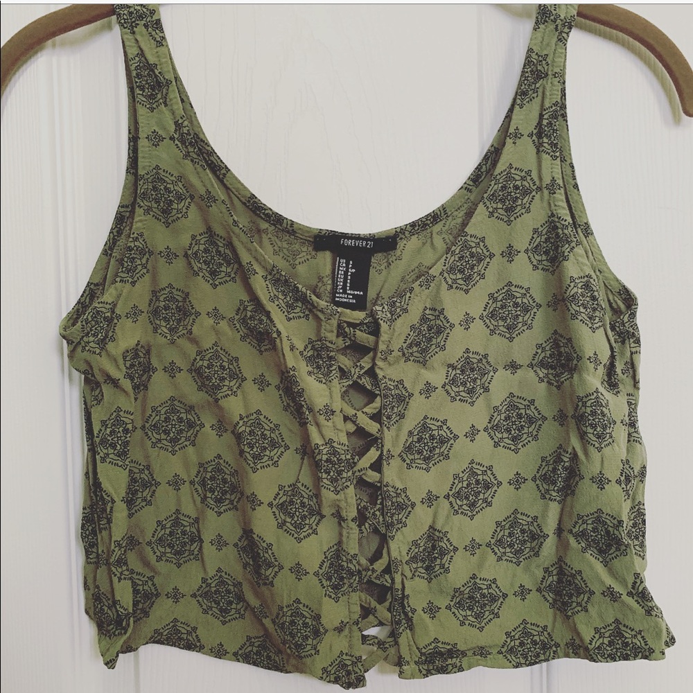2/$20 Forever 21 Crop Top with Criss Cross Detail